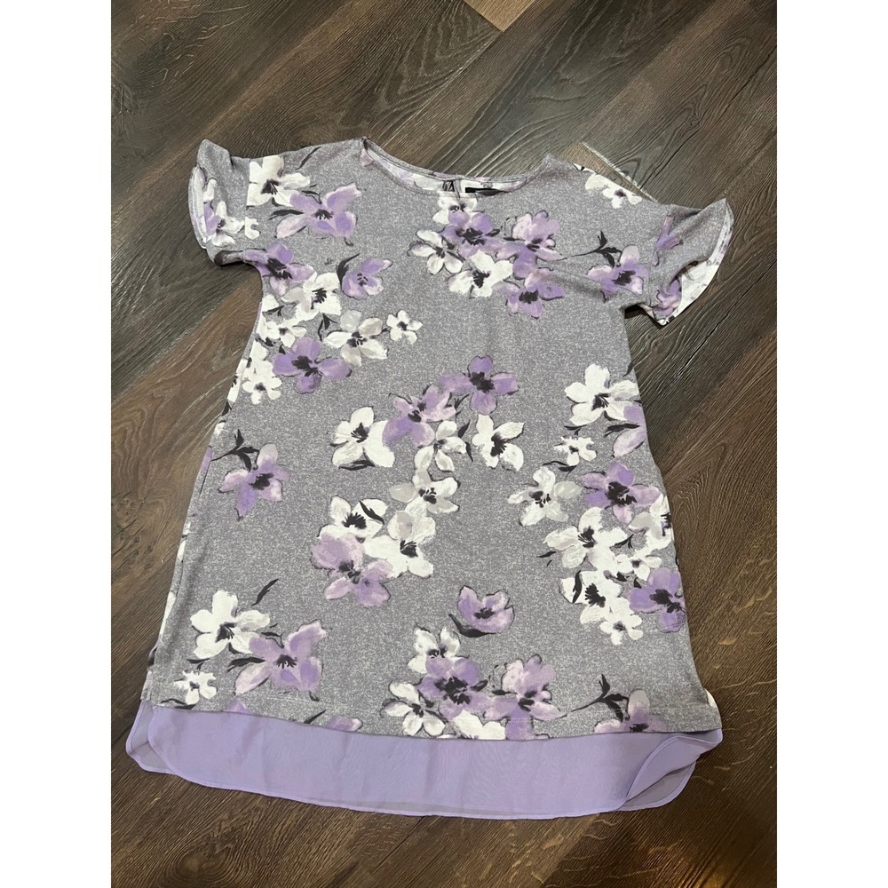Simply Vera Vera Wang Floral Tunic‎ Top Purple White Casual Knit Size S